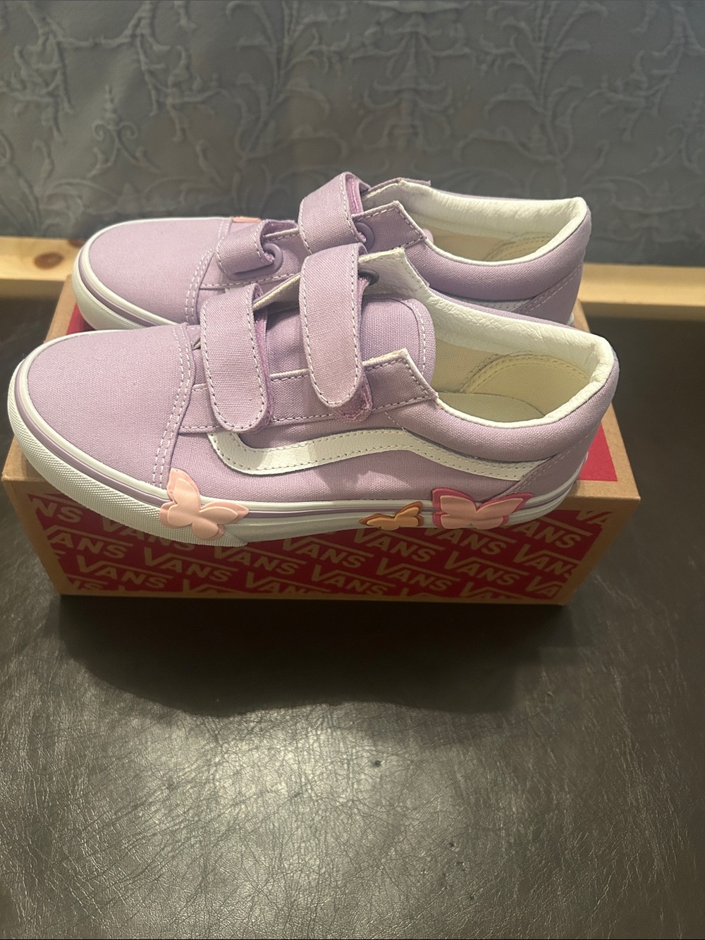 Vans Kids Lavender Butterfly Velcro Sneakers